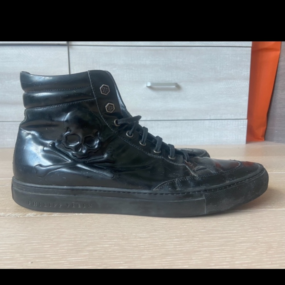 Philipp Plein High-Top Leather Sneakers Men Size 10.5